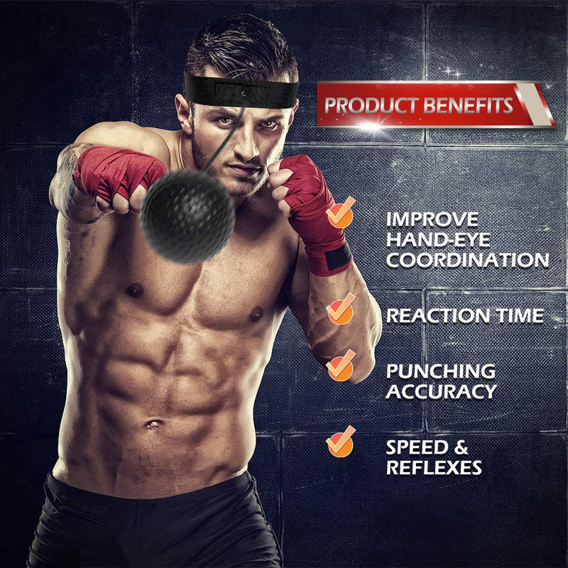 [Australia - AusPower] - OLIKER Boxing Reflex Ball Family Pack Plus with Adjustable Headband,4 Boxing Ball Suitable Reaction,Agility,Punching Speed,Fight Skill and Hand Eye Coordination Training for Adults and Kids 