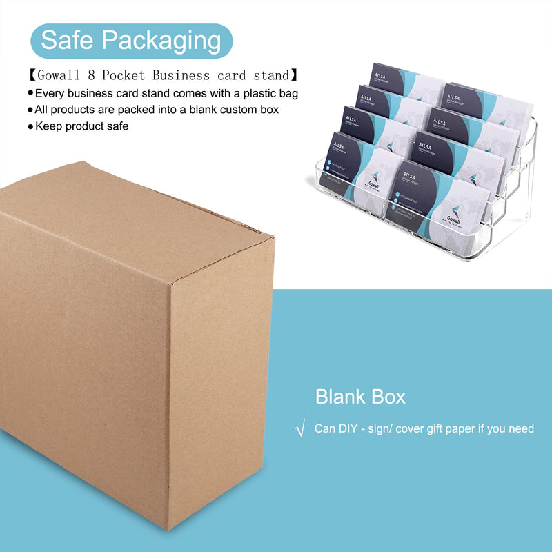 [Australia - AusPower] - Gowall Business Card Holder, 8 Pocket Acrylic Business Card Holder for Desk Clear Business Card Stand Desktop Business Card Holders Plastic Business Card Display for Exhibition, Home and Office 1 