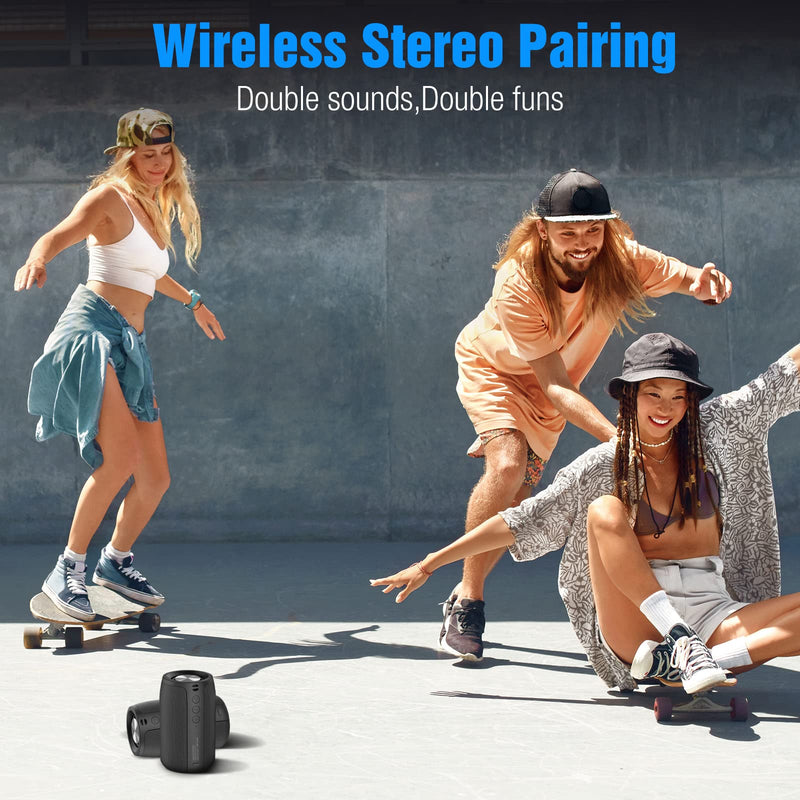 [Australia - AusPower] - Portable Bluetooth Speaker, Waterproof Wireless Speaker with Deeper Bass, 18H Playtime, Bluetooth 5.0 TWS Stereo Pairing, Speaker for Home, Outdoors, Travel, Party, Camping, Sports (Upgraded) 
