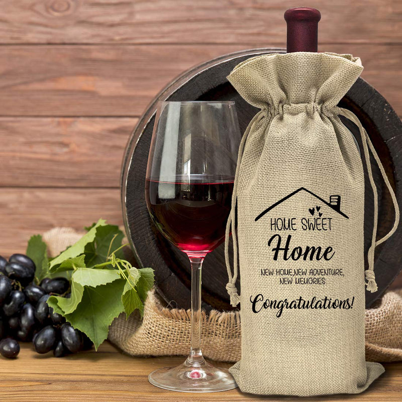 [Australia - AusPower] - Housewarming Gifts,First New Home House Homeowner Gifts for Men, Women, mom,dad,daughter,son, Friends, Coworkers,Sweet home, New Home,new adventure,new memories,wine bag 