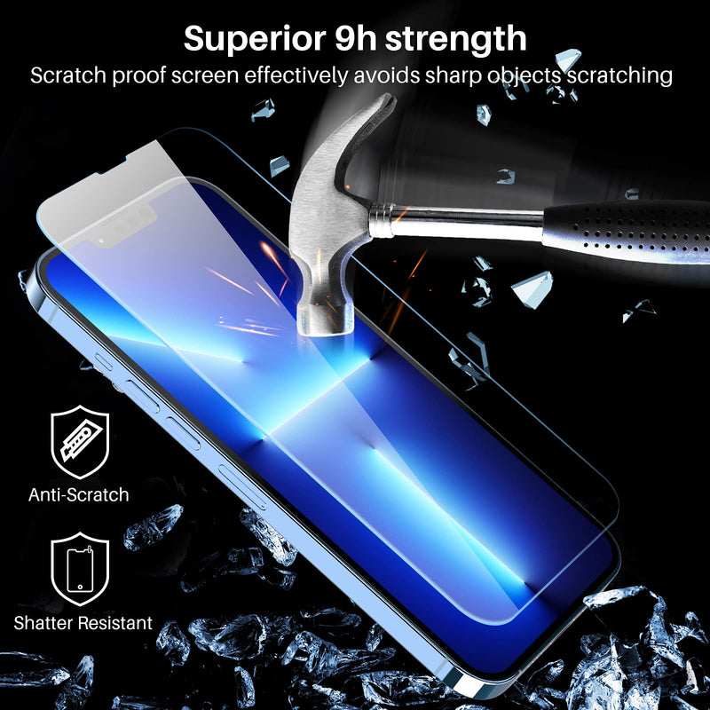 [Australia - AusPower] - TOZO Compatible for iPhone 13 and Compatible for iPhone 13 Pro Screen Protector 6.1 inch 3 Pack Premium Tempered Glass 0.26mm 9H Hardness 2.5D Film Easy Install 6.1 inch 