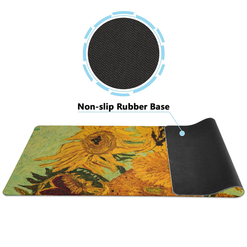 [Australia - AusPower] - ALAZA Sunflower Print Van Gogh Large Gaming Mouse Pad Big Mousepad Mice Keyboard Mat with Non-Slip Rubber Base for Computer Laptop Home & Office, 35.4 X 15.7 inch 35.4 x 15.7in / 90 x 40cm Multi 1 