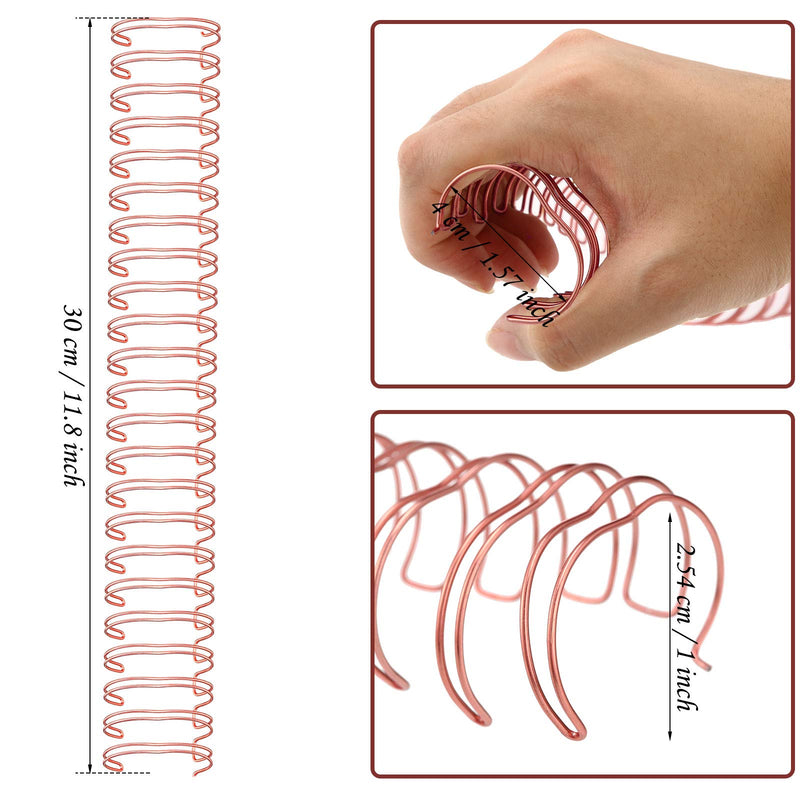 [Australia - AusPower] - 6 Pieces Twin Loop Wire Binding Spines Double Loop Wire Binding Rings Wire Cinch 1 Inch Diameter 23 Holes for Teacher Student Document Notebook Making, Rose Gold 