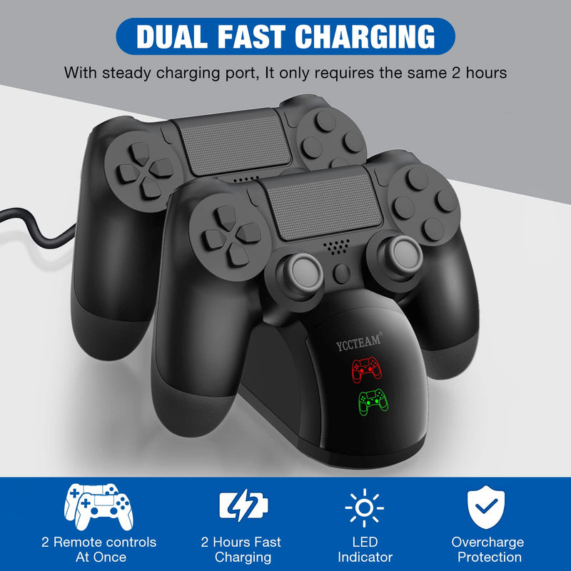 [Australia - AusPower] - PS4 Controller Charger, Y Team Dual USB PS4 Controller Charging Station for PS4/ Slim/ PS4 Pro Charging Dock Stand Station 