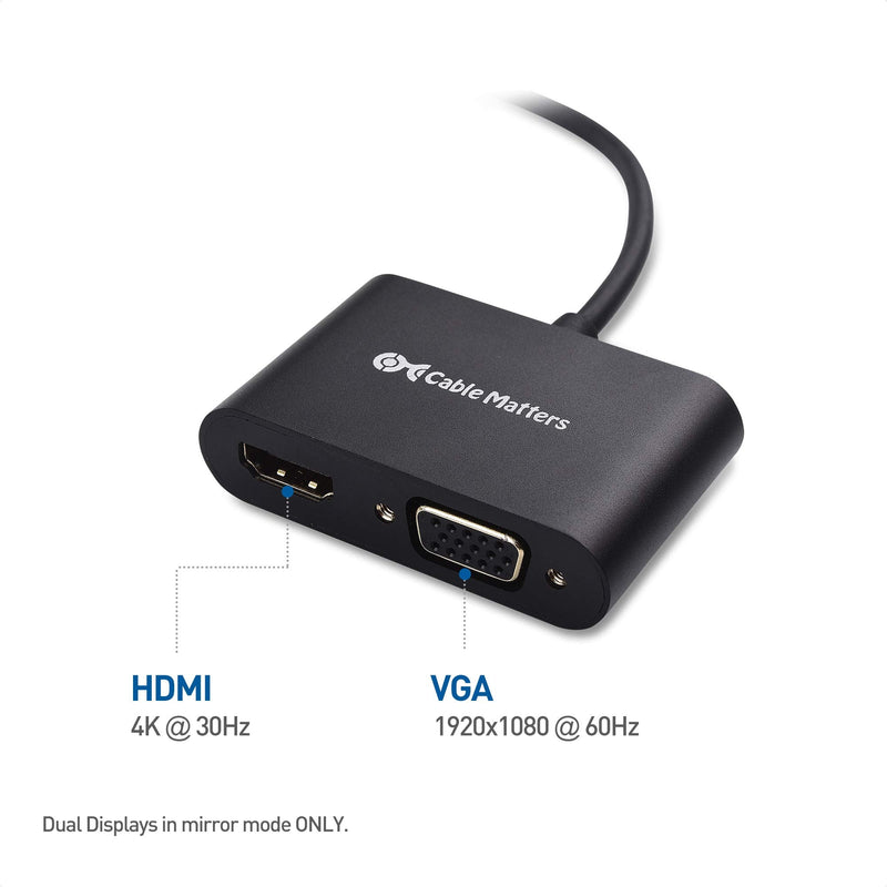 [Australia - AusPower] - Cable Matters Aluminum USB C to HDMI VGA Adapter for Surface Pro 7, MacBook Pro, Dell XPS 13, and More - Thunderbolt 4 / USB4 / Thunderbolt 3 Port Compatible 