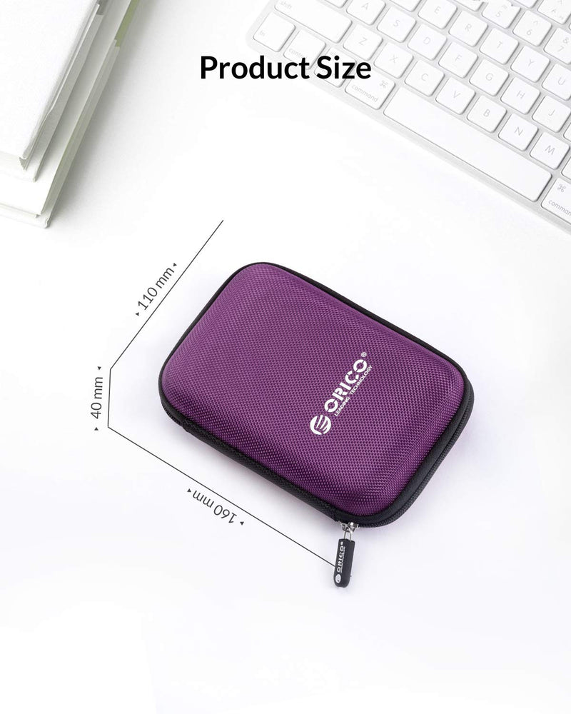 [Australia - AusPower] - ORICO Hard Drive Case 2.5 inch External Drive Storage Carrying Bag Waterproof Shockproof with Inner Size 5.5x3.5x1.0inch for Organizing HDD and Electronic Accessories, Purple(PHD-25) 