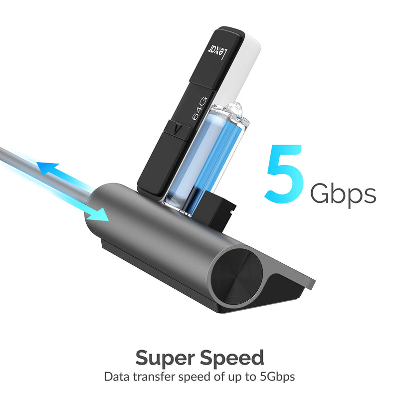 [Australia - AusPower] - SABRENT USB-C 3.0 Hub, 5-in-1 USB SD Card Reader, SD & TF Dual Slot + 3 USB 3.0 Hub Portable Compatible with MacBook, Mac Pro/Mini, iMac, XPS, Surface Pro, Windows, Thunderbolt (HB-U3CR) USB 3.0 Type C 