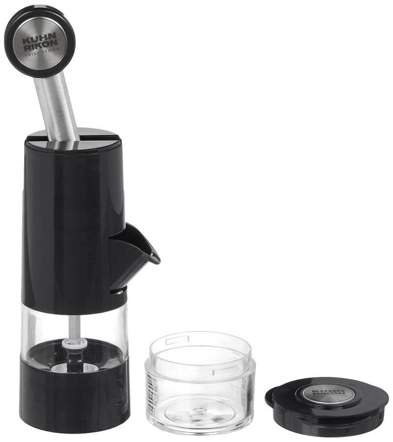 [Australia - AusPower] - Kuhn Rikon Essential Adjustable Ratchet Grinder with Ceramic Mechanism for Salt, Pepper and Spices, 8 x 2.5 inches, Black 