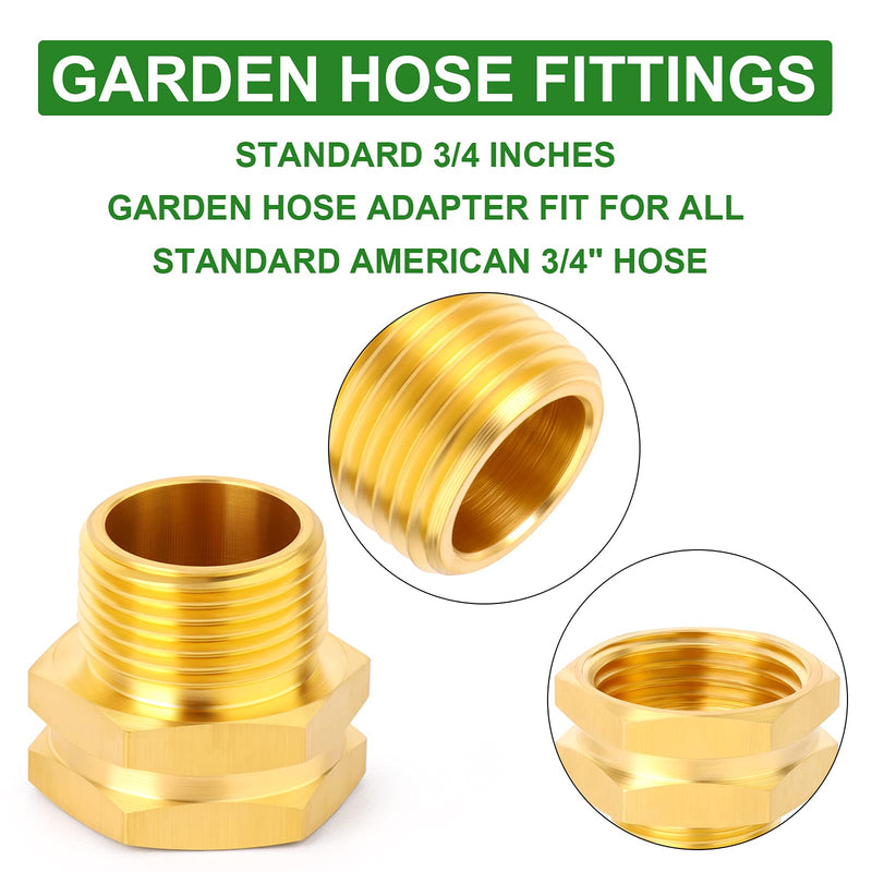 [Australia - AusPower] - TAISHER 6 PCS Brass 3/4" GHT Female x 3/4" NPT Male Garden Hose Fittings and Adapters With 4 PCS Black Garden Hose Washers 6PCS 3/4" Female x 3/4" MNPT 