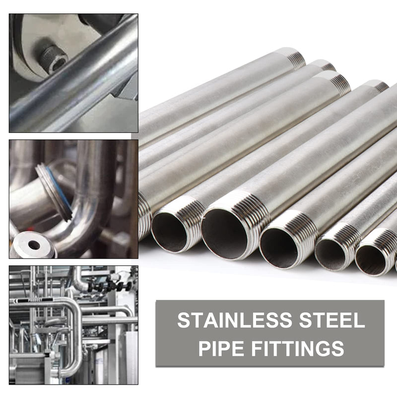 [Australia - AusPower] - TAISHER 2PCS Stainless Steel Pipe Fittings, 1/2" NPT x 1/2" NPT Male Threaded, 4" Length Nipple Cast Pipe 1/2" NPT(Male x Male) 4"(100mm) Length 