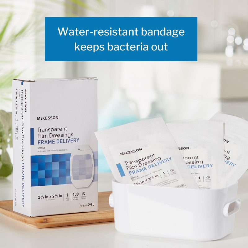 [Australia - AusPower] - McKesson Transparent Film Dressing, Sterile, Frame Delivery, 2 3/8 in x 2 3/4 in, 100 Count, 1 Pack 