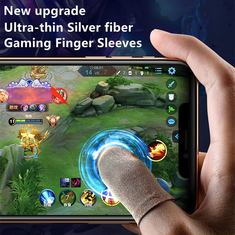 [Australia - AusPower] - COOBILE Phone Gaming Finger Sleeves for Mobile Game Controllers（2 Pack） Silver Fiber More Sensitive Anti-Sweat Breathable Thumb Finger Sleeve for League of Legend, Rules of Survival,PUBG (Ultra Thin) Gray 