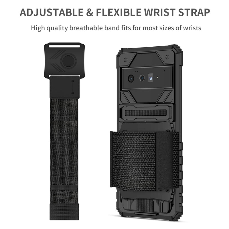 [Australia - AusPower] - Libeagle Compatible for Google Pixel 6 Pro Case with Detachable Wristband[Suitable for Outdoor Sports Like Running, Cycling, Hiking] [Heavy Duty Protection] Stand Phone Cover 5G 2021 6.7 Inch Black 