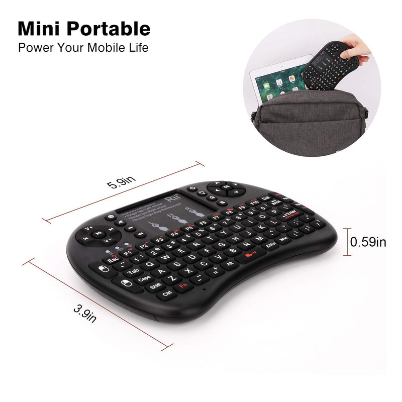 [Australia - AusPower] - Rii Mini Wireless Bluetooth Keyboard with Touchpad, Support Bluetooth +(RF) 2.4GHz Wireless Connection for Smartphones, PC, Tablet, Laptop TV Box iOS Android Windows Mac.Black 