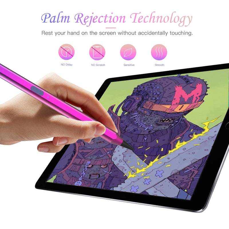 [Australia - AusPower] - Stylus Pen for ipad 9th/8th/7th/6th Generation 2018-2022, Active Pencil Compatible with iPad Mini 6th/5th Gen, iPad Pro (11/12.9 Inch), iPad Air 3rd/4th/5th Gen, Palm Rejection and Magnetic Design Purple 