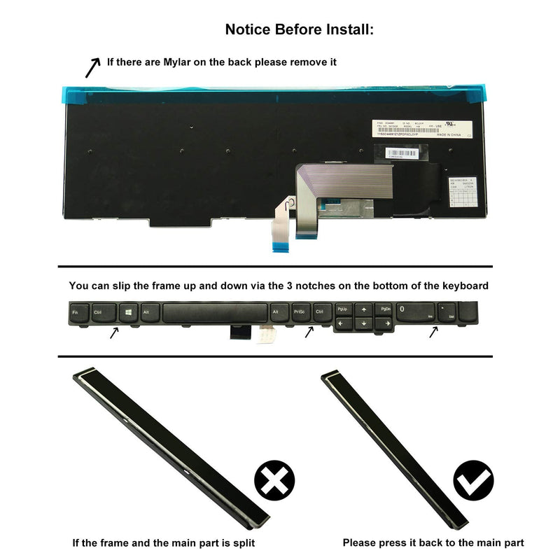 [Australia - AusPower] - AUTENS Laptop Replacement Keyboard for Lenovo ThinkPad T540 T540p L540 W540 W541 T550 W550 W550s T560 L560 L570 P50s Laptop No Backlight (6 Fixing Screws) 