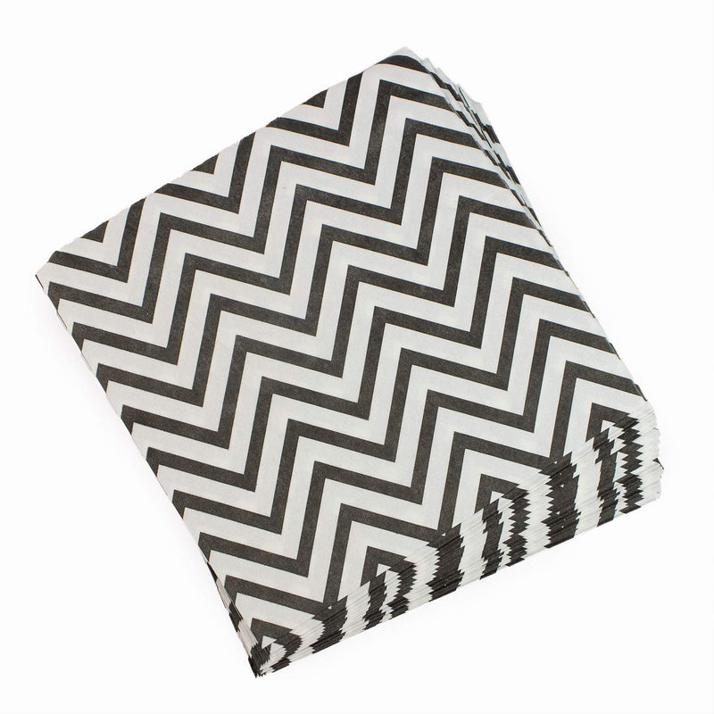 [Australia - AusPower] - Anyneo Disposable 2-ply Party Napkins, Striped Chevron Polka Dot Paper Beverage Napkins for Birthday, Christmas or Anniversary Celebration, Cocktail Beverage Napkins 60-Count,13" x 13" Black 