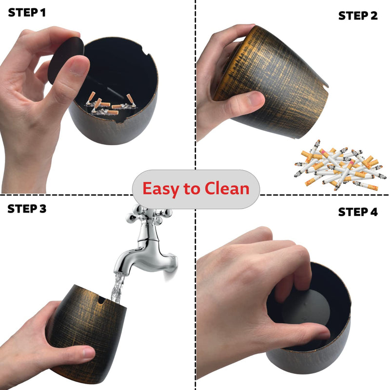 [Australia - AusPower] - WUSIFIE Ashtray with Lid for Cigarette - Iron Outdoor Ash Tray Sets, Ashtrays for Cigarettes Outdoor, Windproof Smokeless Odorless Large Ash Tray for Home Office Outdoor Balcony 