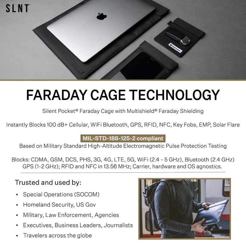 [Australia - AusPower] - Silent Pocket Signal Blocking Faraday Key Fob Case - Car Anti Theft Device Shielding Against All Signal Types, Including RFID Blocking & Durable Faraday Bag, Fits Most Car Keyfobs (Charcoal Grey) Small Charcoal Grey 