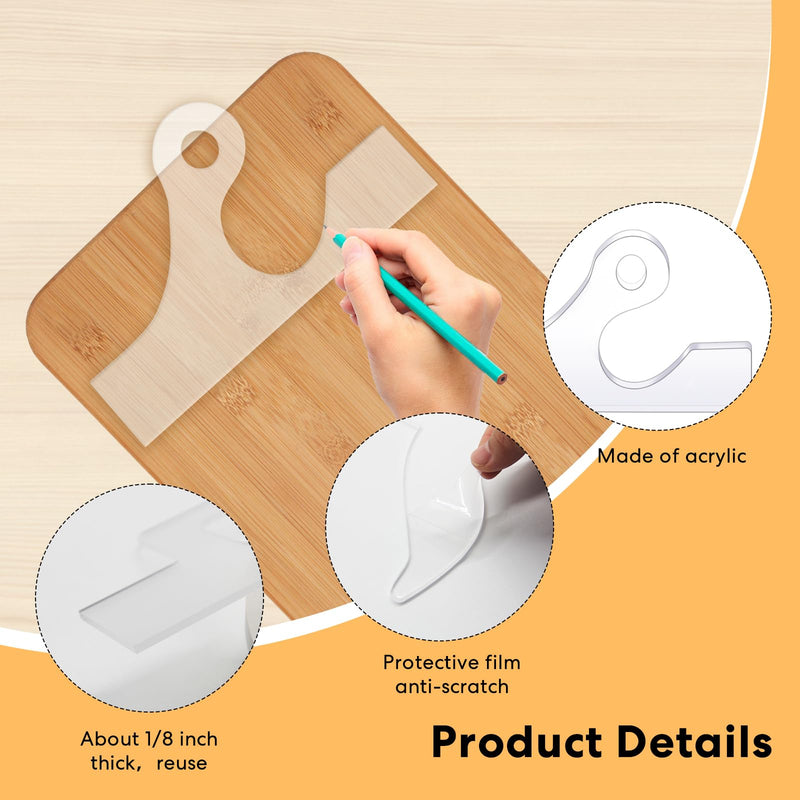 [Australia - AusPower] - 5 Pcs Charcuterie Board Template Acrylic Router Templates for Woodworking Large Handle Cutting Board Template Angled Curvy Tracing Stencils Guide Tools for Kitchen 