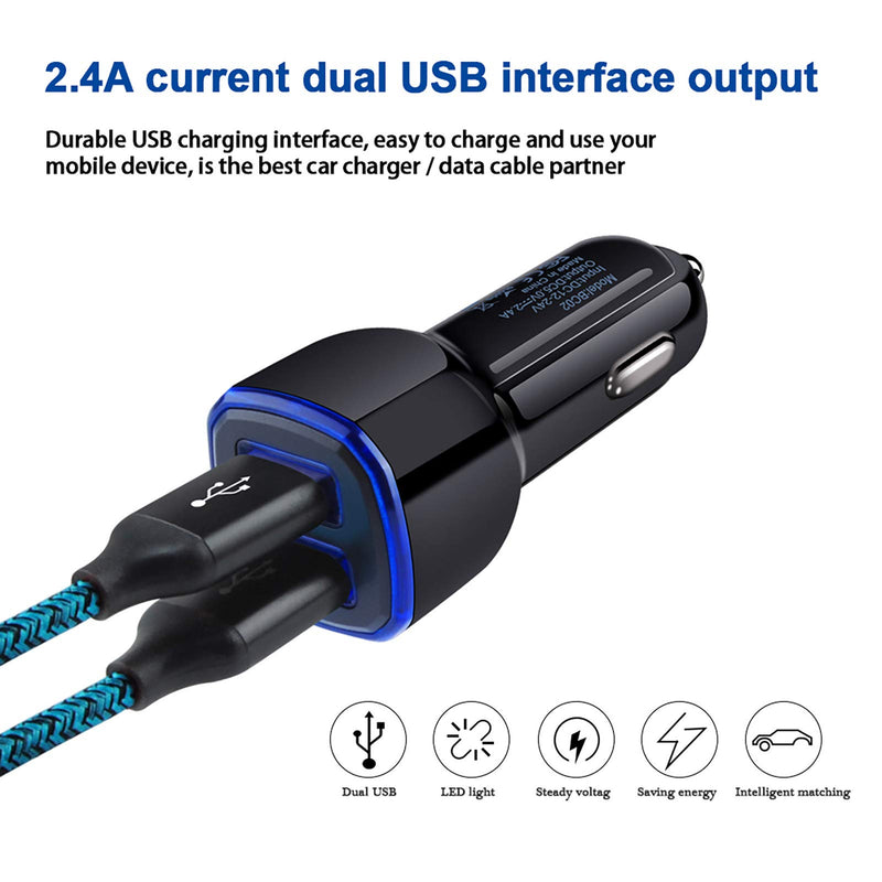 [Australia - AusPower] - Dual USB Car Charger with Fast Charge Type C USB C Cable Compatible for Moto G Power,G Stylus,G Fast,G7 G8 G9 Play Power Plus,G7 Supra,G6 Plus,Samsung Galaxy S20 S10 A20 A50 A51 A71 A11 A02S S10e A10e Blue 