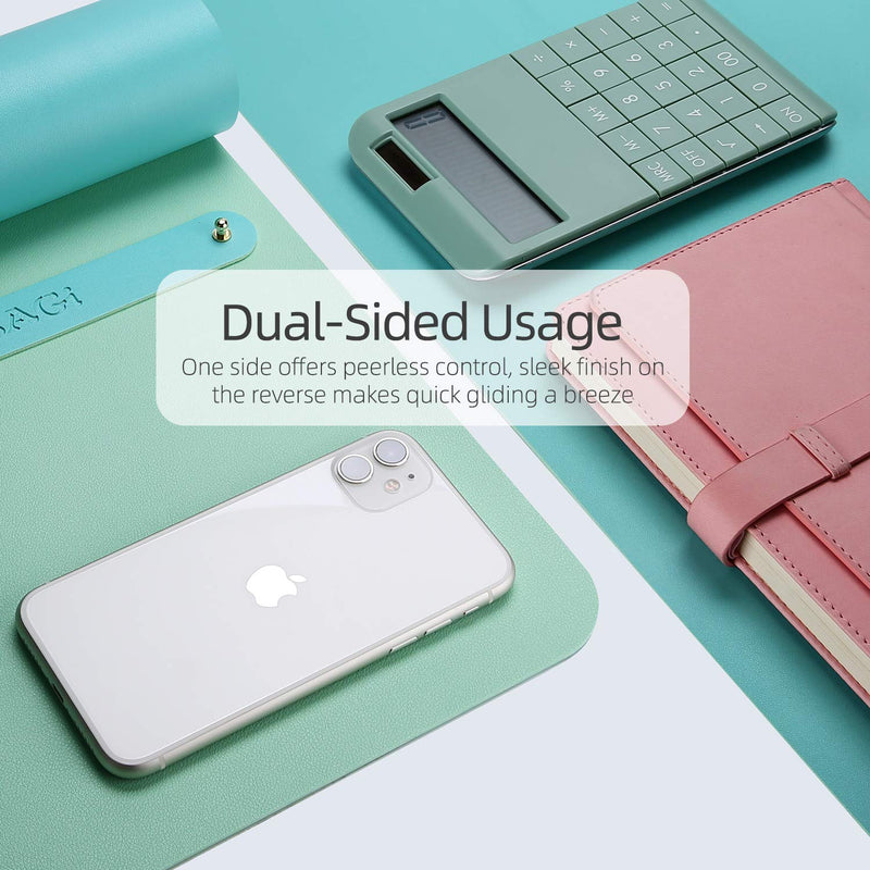 [Australia - AusPower] - YSAGi Multifunctional Office Desk Pad, Ultra Thin Waterproof PU Leather Mouse Pad, Dual Use Desk Writing Mat for Office/Home (31.5" x 15.7", Calamine Blue+Cobalt Green) 31.5" x 15.7" 