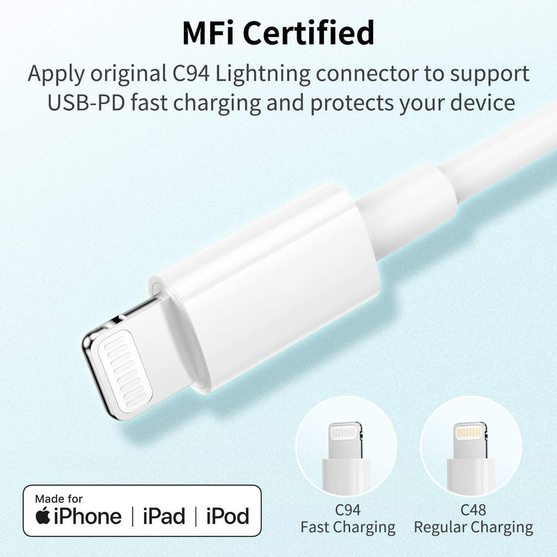 [Australia - AusPower] - USB C to Lightning Cable, MFi Certified iPhone Cable 2Pack 3ft Type C to Lightning Cable for Charging and Syncing Compatible with iphone11/11PRO/XS/Max/XR/X/8/8Plus/7/7Plus/6S/Plus/SE/Ipad and More White 