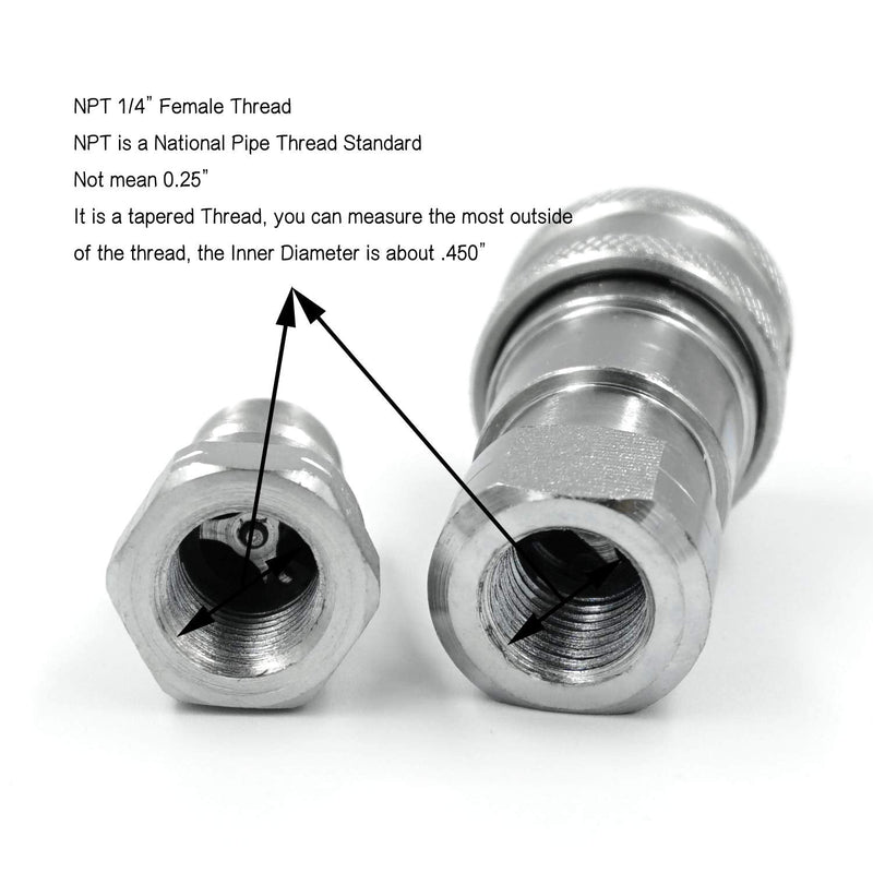 [Australia - AusPower] - 1/4" NPT Thread ISO-B Hydraulic Quick Disconnect Coupler Tractor Quick Coupling with Dust Caps 