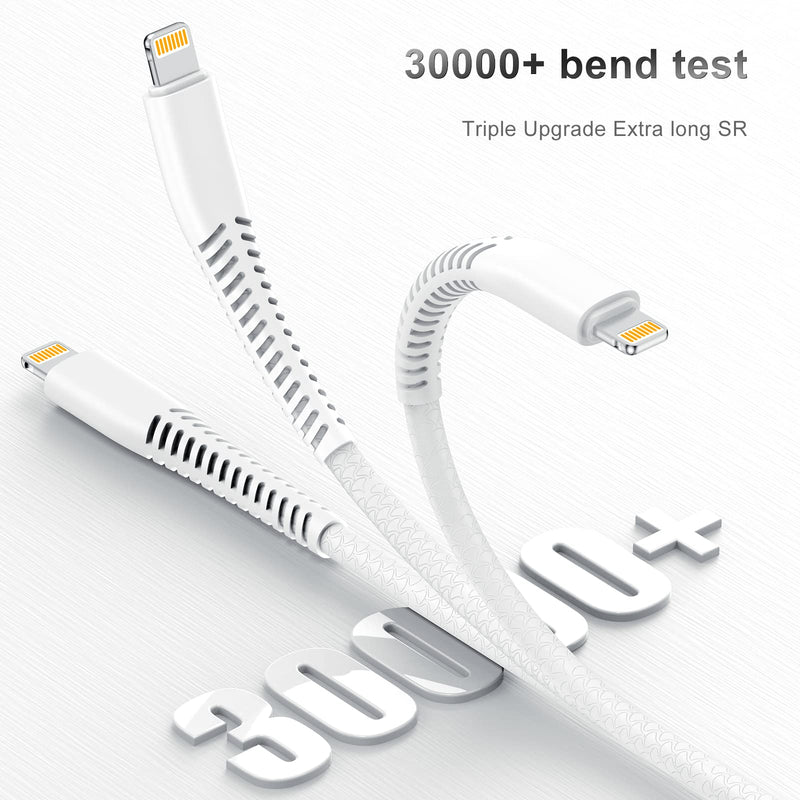 [Australia - AusPower] - [ Apple MFi Certified ] iPhone Charger Cable 10ft, 2Pack Long Lightning Cable 10 Foot, High Fast/Data Sync 10 Feet Apple Charging Cable Cord for Apple iPhone 12/11 Pro/11/XS MAX/XR/8/7/6s/6/plus,iPad White 10Feet 