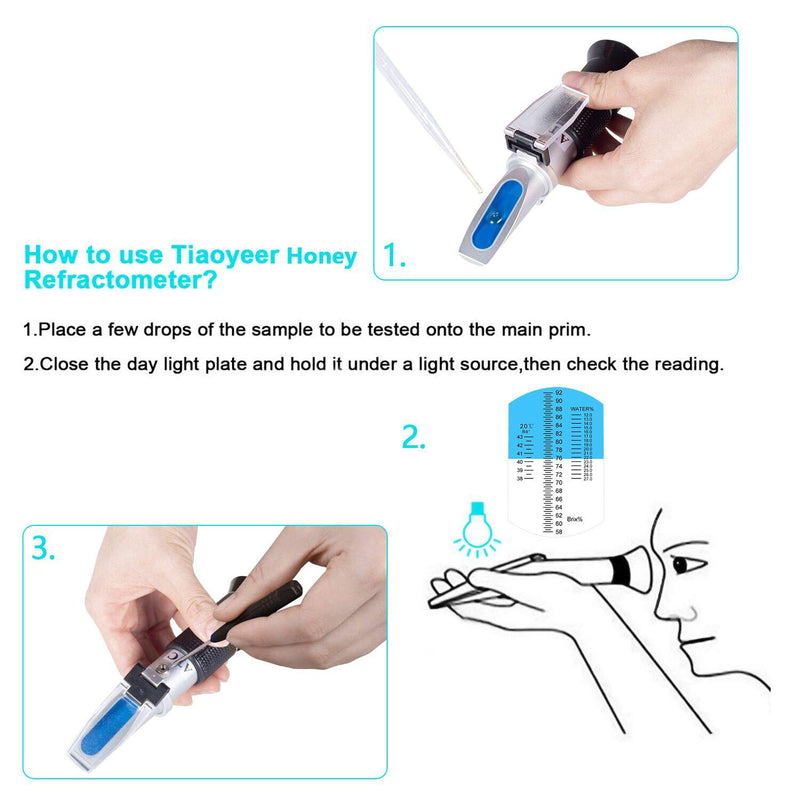 [Australia - AusPower] - Honey Refractometer with ATC - Tiaoyeer Refractometer for Honey Moisture, Brix and Baume, 58-90% Brix Scale Range Honey Moisture Tester (Honey Refractometer) Honey Refractometer 