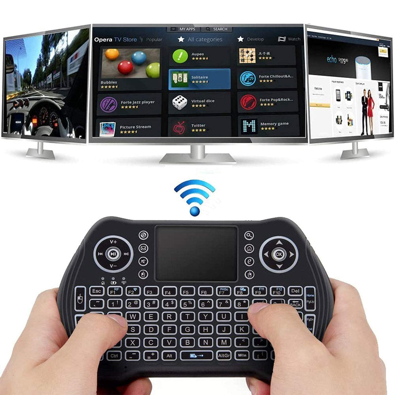 [Australia - AusPower] - Backlit 2.4GHz Mini Wireless Keyboard Remote Control with Touchpad Mouse Combo with USB Dongle Rechargeable Li-ion Battery for Android TV Box/Smart TV/PC/Windows/MacOS/Linux/X-Box/Smart TV Box 