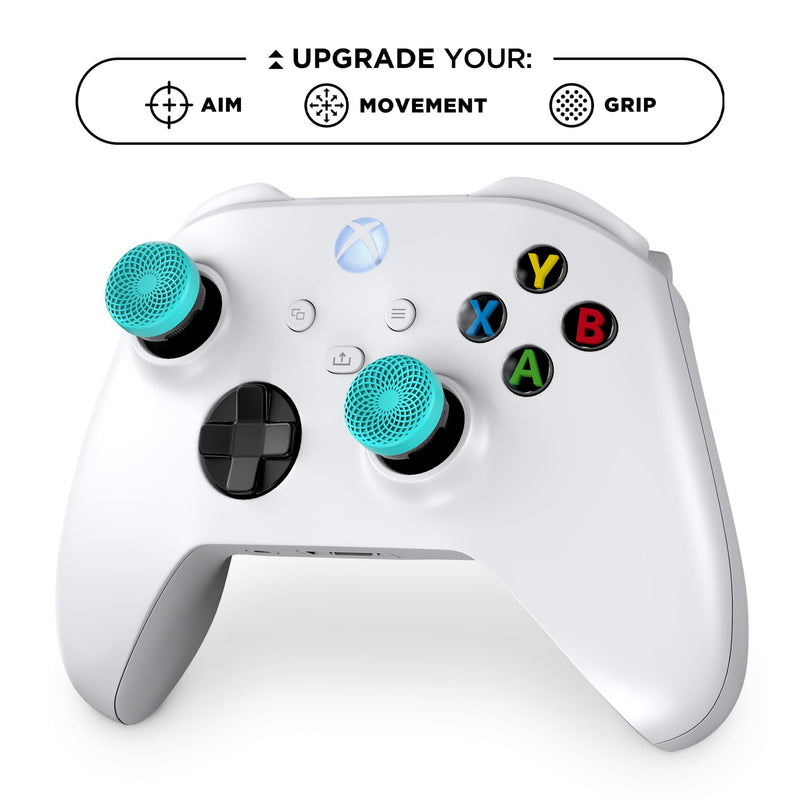 [Australia - AusPower] - KontrolFreek Lotus for Xbox One and Xbox Series X Controller | Performance Thumbsticks | 2 Mid-Rise Concave | Teal/Clear 
