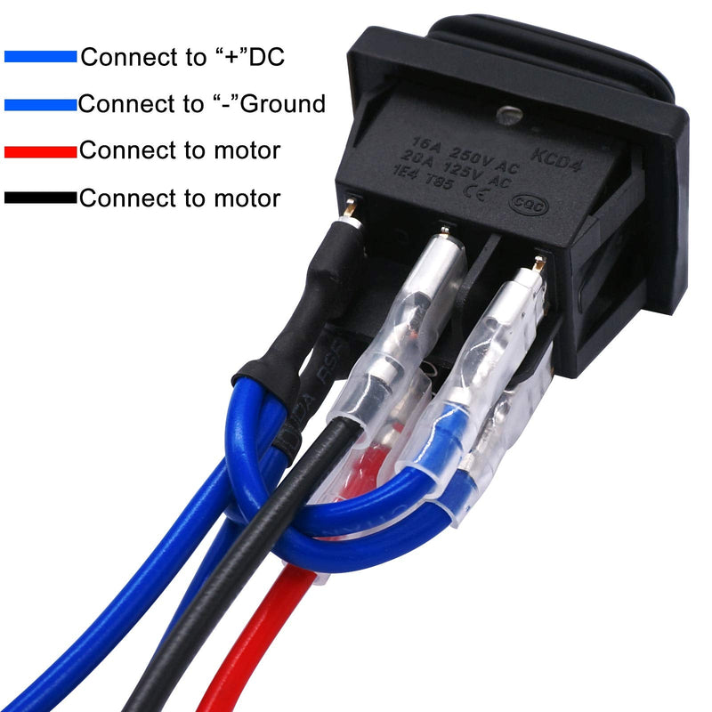 [Australia - AusPower] - TWTADE Momentary Polarity Reverse Switch Waterproof DC 12V 10A Control Motor for Hoist, Crane, Linear Actuator 6 Pin 3 Position (ON)-Off-(ON) AC 110V-220V Rocker Toggle Switch with Wire KCD4-223-JT Momentary-Waterproof 