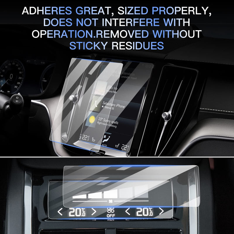 [Australia - AusPower] - Glass Screen Protector for 2016-2021 V90 XC60 XC90 Sensus Accessories Infotainment Display Screen Protector Foils Tempered Glass 9H Anti-Scratch Navigation Center Control Touchscreen Protective Film (Media + Climate) Media + Climate 