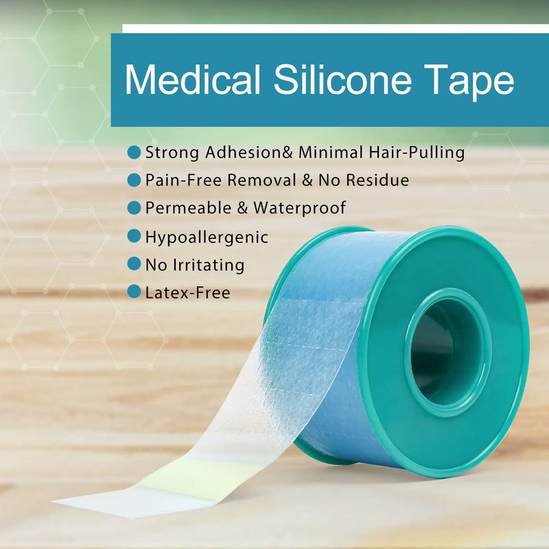 [Australia - AusPower] - LotFancy Medical Silicone Tape, 2Rolls 1”×5.5 Yds, Waterproof Adhesive Surgical Tape, Soft Skin Tape for Surgery First Aid, Wound, Bandage and Sensitive Skin 2 Count (Pack of 1) 