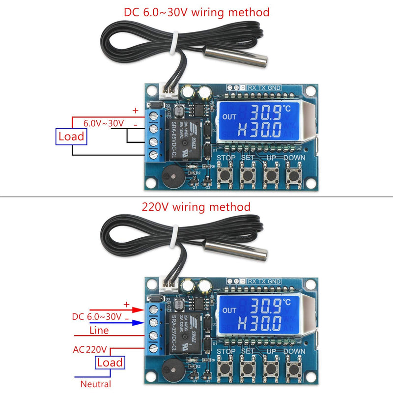 [Australia - AusPower] - Electronic Thermostat Controller, DROK DC 6-30V 24V Digital Temperature Control Board -50 to +110 Degree Celsius High Accuracy LCD Digital Micro Temp Control Switch Module with Waterproof Sensor Probe 