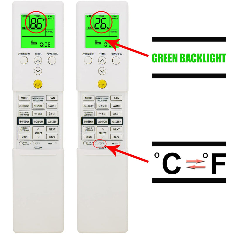 [Australia - AusPower] - RCECAOSHAN Replacement for Fujitsu Air Conditioner Remote Control AR-RED1U ARRED1U AOU9RLS2 AOU12RLS2 AOU15RLS2 ASU9RLS2 ASU12RLS2 ASU15RLS2 Display in Both Fahrenheit and Celsius 