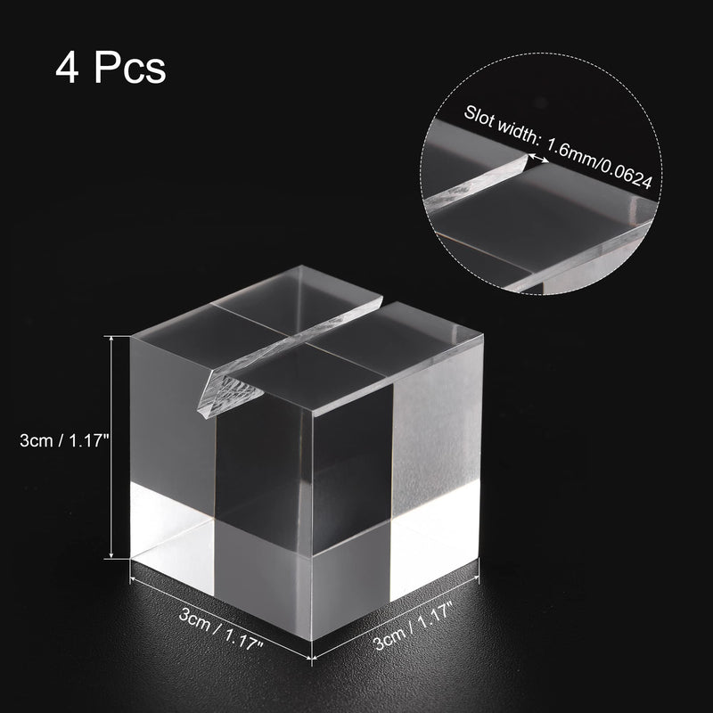 [Australia - AusPower] - MECCANIXITY Clear Acrylic Stand, Cards Sign Holders Table Numbers Display Stands for Exhibition and Wedding, 1.17x1.17inch (LxW), 3cm Thickness (Pack of 4pcs) 