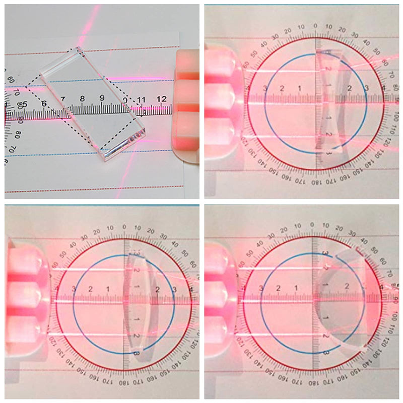[Australia - AusPower] - AHANDMAKER 5 Pcs Physical Optical Experiment Set, Acrylic Lens and Prism All Faces Fully Polished for Lab Supplies Physics Teaching (Double Concave, Double Convex, Rectangle, Semicircle) 