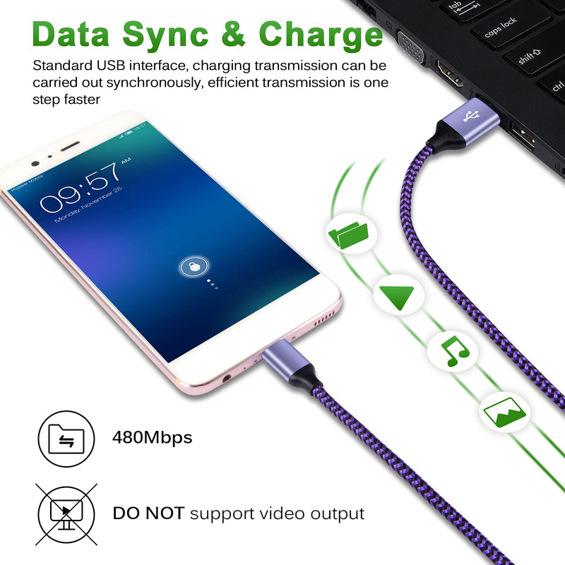 [Australia - AusPower] - USB C Charger Cable Fast Charging Cord 3PC for OnePlus Nord N200 5G/N10/10 Pro/9R/8T, Samsung Galaxy S22+/S21/S20FE/S10e/S9/S8/A13/A12/A32/A52, Pixel 6 Pro/5/4a XL/3, Moto G Power(2021)/Stylus/G9 Plus 