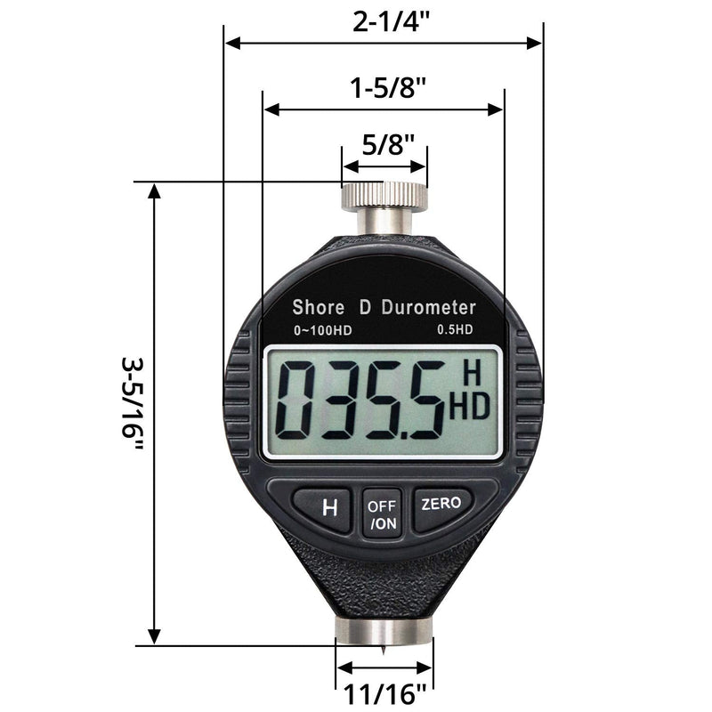[Australia - AusPower] - QWORK 0-100HD Shore D Hardness Durometer Digital Durometer Scale with Large LCD Display for Rubber, Plastics, Flooring, Tire 
