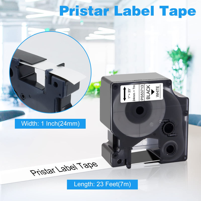 [Australia - AusPower] - Pristar Compatible Label Tape Replacement for Dymo D1 53713 24mm Black on White Tape Cassette for Dymo LabelManager 450D 500TS Wireless PnP Label Marker LabelWriter 450 Duo, 1 Inch x 23 Feet, 3-Pack 