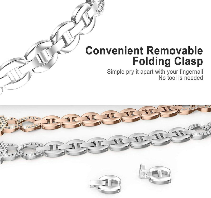 [Australia - AusPower] - Abanen Crystal Alloy Bands for Fitbit Charge 5, Bling Bands Adjustable Women Hollow-carved Lightweight Wristbands Strap Bracelet for Fitbit Charge 5 Advanced Tracker Silver 