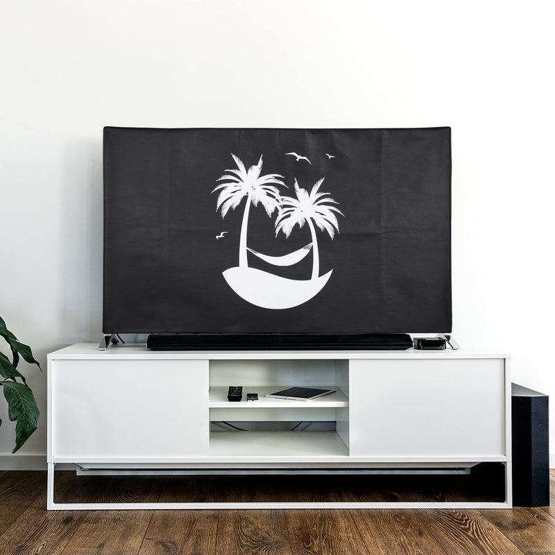 [Australia - AusPower] - kwmobile Dust Cover for 55" TV - Flat Screen TV Protector - Tropical Island White/Black Tropical Island 02-01 