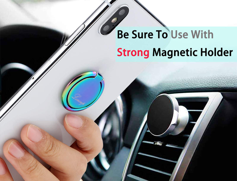 [Australia - AusPower] - lenoup Rainbow Cell Phone Ring Stand Holder,Blue Multicolor Ring Grip Kickstand,360 Rotation Metal Finger Ring for Almost All Phones,Pad 