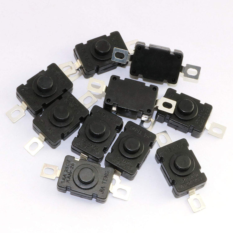 [Australia - AusPower] - RuiLing 10pcs Self-Lock Push Button Switch KAN-28 for Flashlight SMD Type ON-Off Mini Switch (Flat Pin with Hole) Flat Pin with Hole 