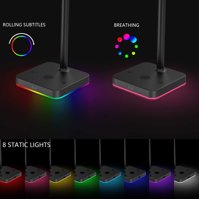 [Australia - AusPower] - RGB Headphone Stand with Wireless Charger KAFRI Desk Gaming Headset Holder Hanger Rack with 10W/7.5W Fast Charge QI Wireless Charging Pad - Suitable for Gamer Desktop Table Game Earphone Accessories A-ONE STAND 