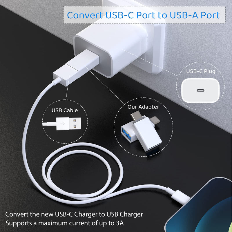 [Australia - AusPower] - USB C to USB Adapter Pack-1,USB-C Male to USB 3.0 Female Adapter for MacBook Pro 2021/2020 iMac iPad Pro/Mini 6 Pixel 6 5 4 XL USB C Wall Plug Charger and Any Type C or Thunderbolt 4/3 Devices, White 1 Count 