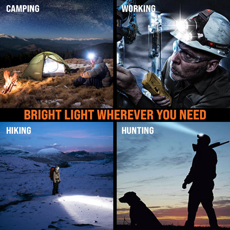 [Australia - AusPower] - Headlamp Rechargeable - Head Lamp to Wear High Lumen - Led Headlamp Flashlight USB - Waterproof Headlamps for Adults - Head Lamps Outdoor Led Rechargeable - Camping Headlamps - Head Flashlight Hiking 