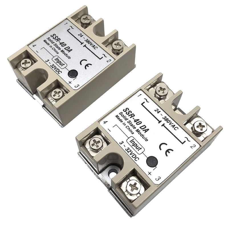 [Australia - AusPower] - FainWan 2pcs SSR-40DA Solid State Relay Single Phase Semi-Conductor Relay Input 3-32V DC Output 24-380V AC 